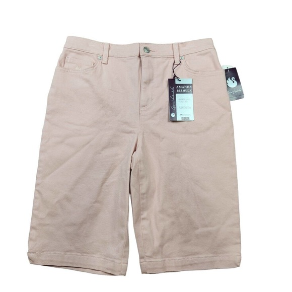 Gloria Vanderbilt Womens Bermuda Shorts Size 6 Solid Pink Slimming Stretch NWT - Picture 1 of 11